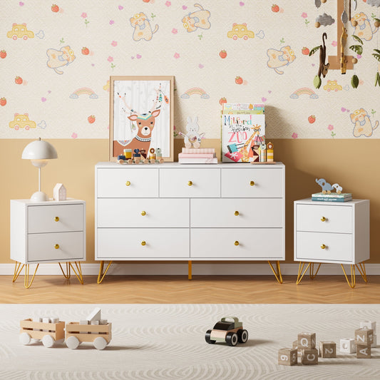 YouTrend Dresser and Nightstand sets,7 Drawer Dresser for Bedroom, 3 Piece Bedroom Dresser Set for Adult,Black