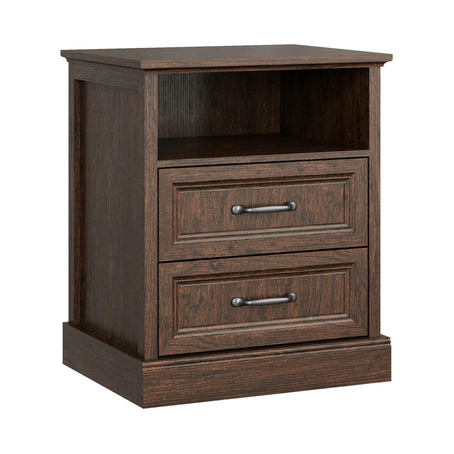 YouTrend Farmhouse Nightstand with 2 Drawers & Open Shelf End Table Bedside Tables for Bedroom Living Room,White