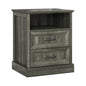 YouTrend Farmhouse Nightstand with 2 Drawers & Open Shelf End Table Bedside Tables for Bedroom Living Room,White