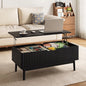YouTrend Fluted Lift Top Coffee Table with Storage, 39.4" Width Rising Coffee Tables with Hidden Compartment, Wood Center Table for Living Room Office