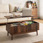 YouTrend Fluted Lift Top Coffee Table with Storage, 39.4" Width Rising Coffee Tables with Hidden Compartment, Wood Center Table for Living Room Office