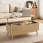 YouTrend Fluted Lift Top Coffee Table with Storage, 39.4" Width Rising Coffee Tables with Hidden Compartment, Wood Center Table for Living Room Office