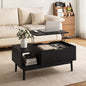 YouTrend Fluted Lift Top Coffee Table with Storage, 39.4" Width Rising Coffee Tables with Hidden Compartment, Wood Center Table for Living Room Office