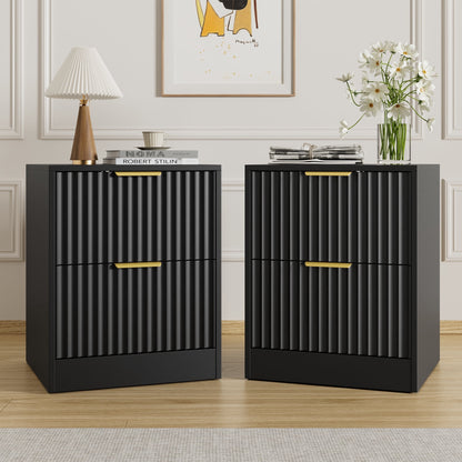 YouTrend Nightstand Set of 2 with 2 Drawers for Bedroom, Small End Table for Adults, Wooden Storage Cabinet for Living Room