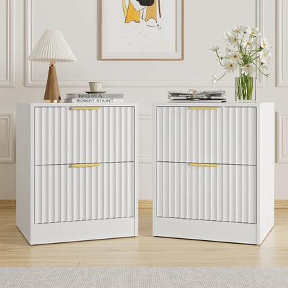 YouTrend Nightstand Set of 2 with 2 Drawers for Bedroom, Small End Table for Adults, Wooden Storage Cabinet for Living Room