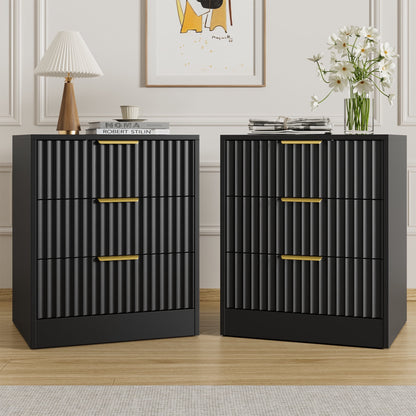 YouTrend Nightstand Set of 2 with 2 Drawers for Bedroom, Small End Table for Adults, Wooden Storage Cabinet for Living Room