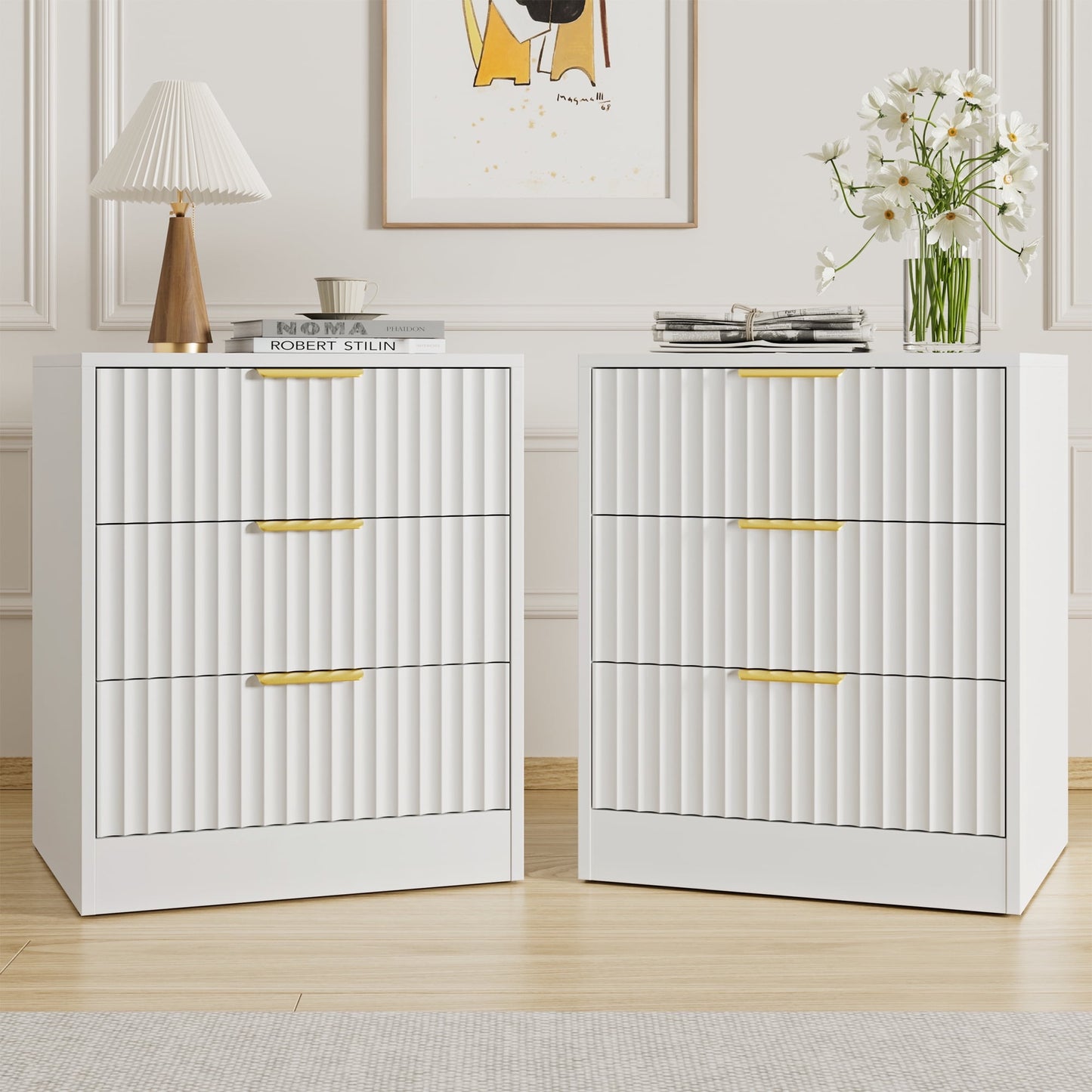 YouTrend Nightstand Set of 2 with 2 Drawers for Bedroom, Small End Table for Adults, Wooden Storage Cabinet for Living Room