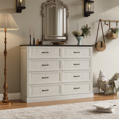 YouTrend Rustic 9-Drawer Wood Dresser, Large Storage Chest Organizer with Metal Handles for Bedroom, Living Room, Farmhouse Style Furniture,Gray