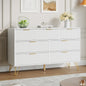 YouTrend White 7 Drawer Dresser with Fluted Wood and Metal Handles Legs for Bedroom Living Room Hallway