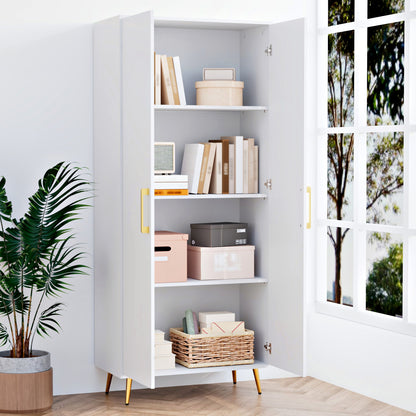 69'' Tall Storage Cabinet,Wood Pantry Cabinet with 4 Shelves & 2 Doors for Living Room, Kitchen, Bathroom, Office