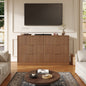 ASTUVIA 55.1" W Fluted 6 Drawer Dresser for Adult,Wooden Bedroom Dresser,Dresser TV Stand up to 65" for Living Room,Brown