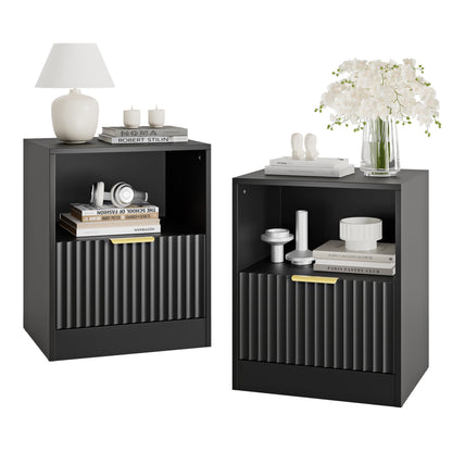 YouTrend Nightstand Set of 2 with 2 Drawers for Bedroom, Small End Table for Adults, Wooden Storage Cabinet for Living Room