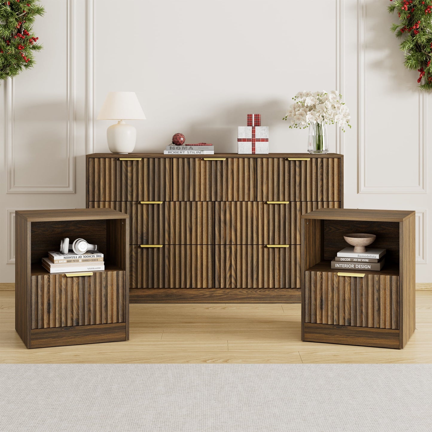YouTrend Nightstand Set of 2 with 2 Drawers for Bedroom, Small End Table for Adults, Wooden Storage Cabinet for Living Room