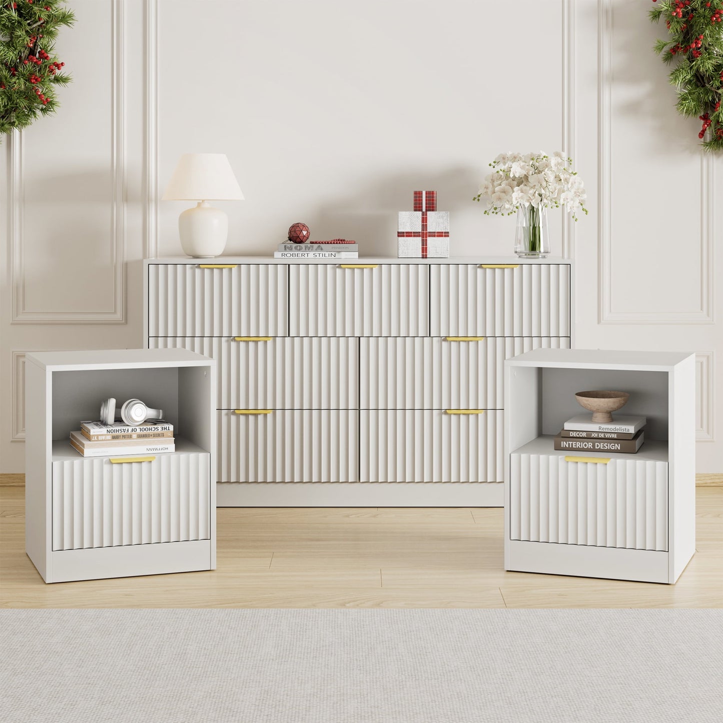 YouTrend Nightstand Set of 2 with 2 Drawers for Bedroom, Small End Table for Adults, Wooden Storage Cabinet for Living Room