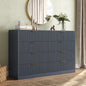 ASTUVIA 55.1" W Fluted 6 Drawer Dresser for Adult,Wooden Bedroom Dresser,Dresser TV Stand up to 65" for Living Room,Brown