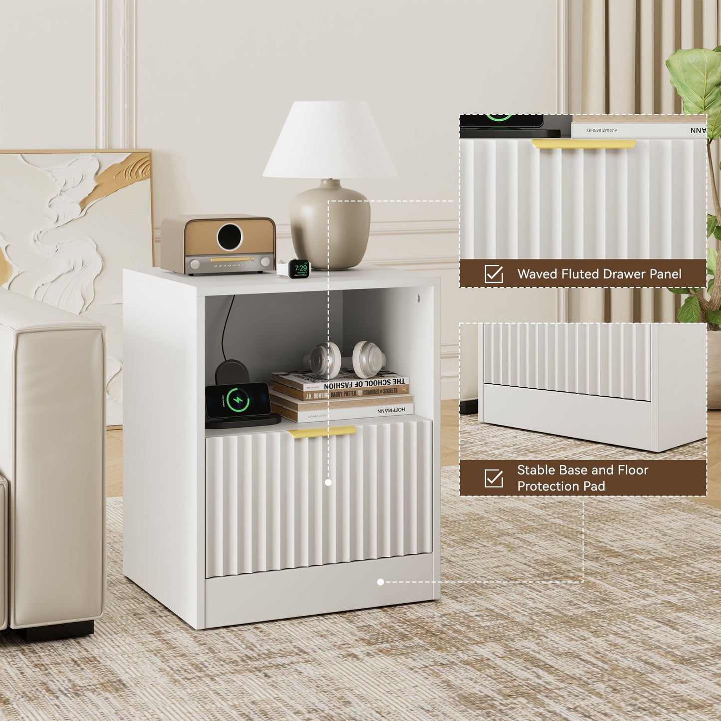 YouTrend Nightstand Set of 2 with 2 Drawers for Bedroom, Small End Table for Adults, Wooden Storage Cabinet for Living Room