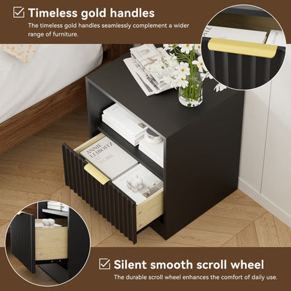 YouTrend Nightstand Set of 2 with 2 Drawers for Bedroom, Small End Table for Adults, Wooden Storage Cabinet for Living Room