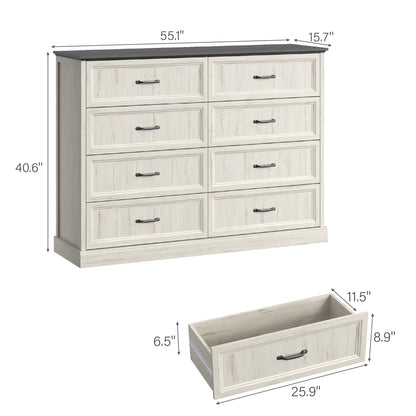 YouTrend Rustic 9-Drawer Wood Dresser, Large Storage Chest Organizer with Metal Handles for Bedroom, Living Room, Farmhouse Style Furniture,Gray