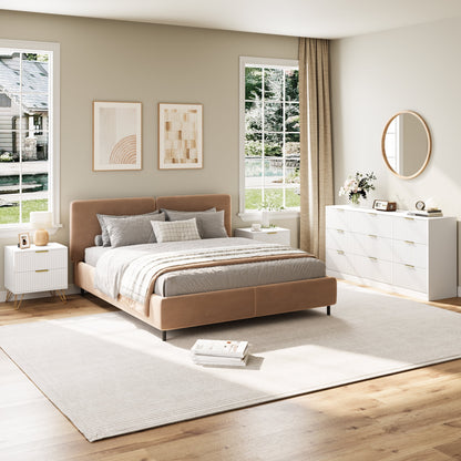 YouTrend 7 Drawer Dresser and Nightstand Sets for Bedroom,3 Piece Bedroom Dresser Set,Fluted Dressers and Nightstands, Modern Bedroom Set