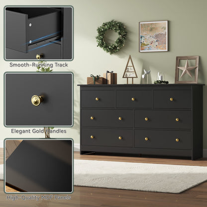 ASTUVIA 7 Drawer White Dresser for Bedroom - Wide TV Stand with Anti-Tip Metal Rails
