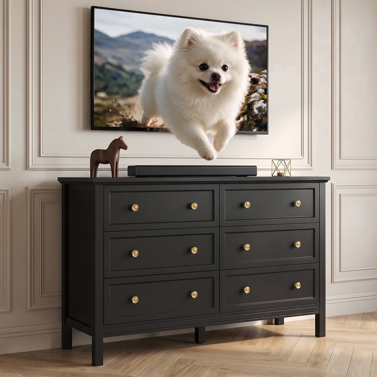 ASTUVIA White Dresser for Adult,6 Drawer Dresser for bedroom,Modern Wood Storage for Living Room