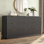 ASTUVIA 55.1" W Fluted 6 Drawer Dresser for Adult,Wooden Bedroom Dresser,Dresser TV Stand up to 65" for Living Room,Brown