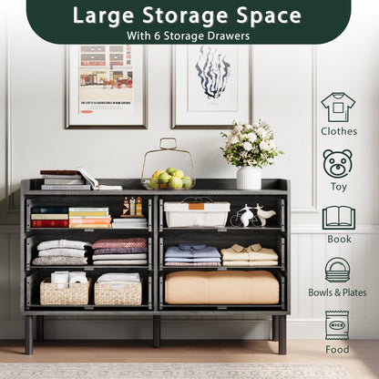 YouTrend 6 Drawer Wood Dresser Modern Storage Cabinet Sideboard Adult for Bedroom Living Room Hallway Home,White