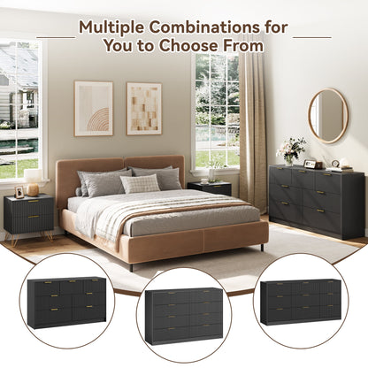 YouTrend 7 Drawer Dresser and Nightstand Sets for Bedroom,3 Piece Bedroom Dresser Set,Fluted Dressers and Nightstands, Modern Bedroom Set