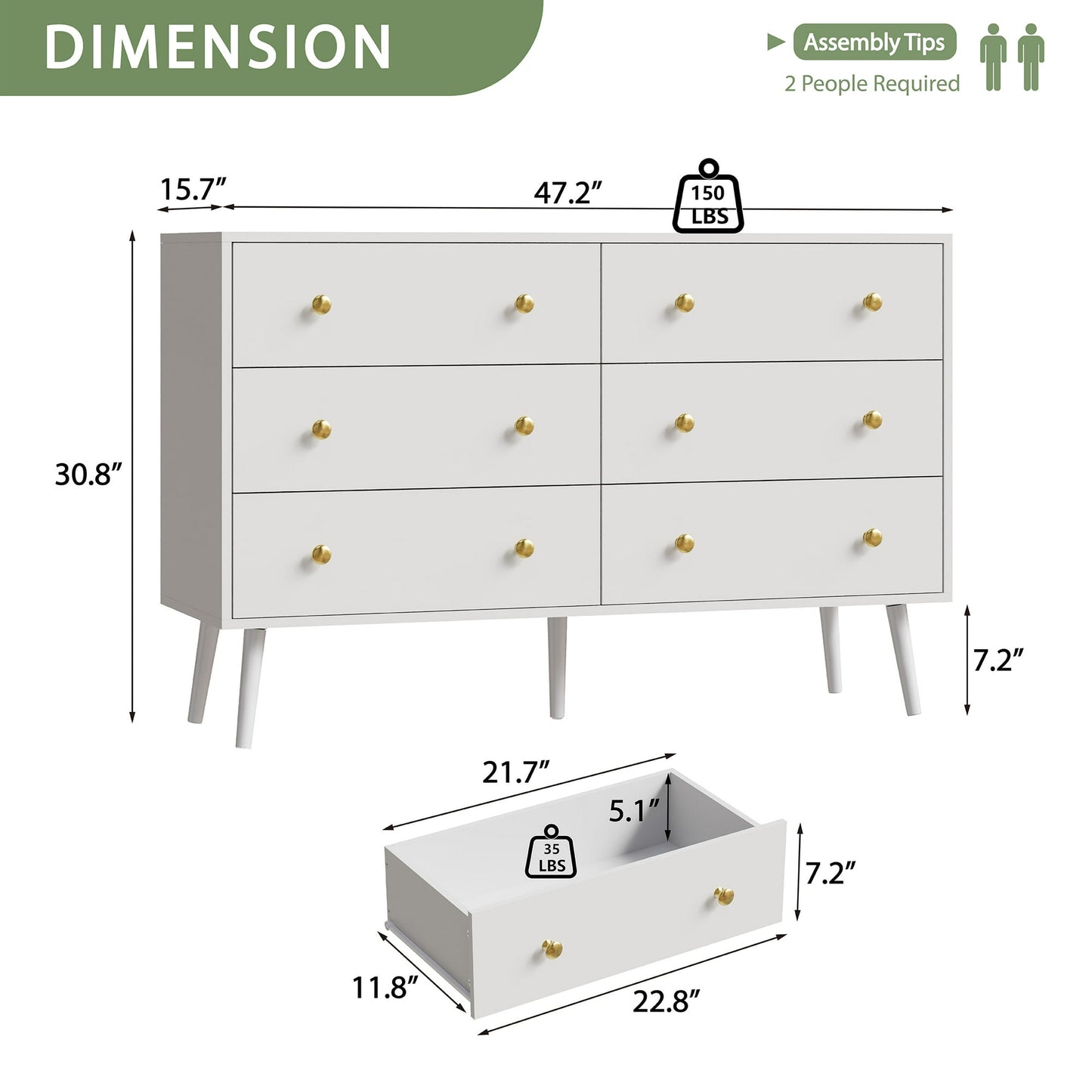 YouTrend Farmhouse Nightstand with 2 Drawers & Open Shelf End Table Bedside Tables for Bedroom Living Room,White