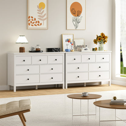 YouTrend White Dresser with 7 Drawer for Bedroom,Traditional Adult Chest of Drawers with Metal Handles for Living Room,Hallway
