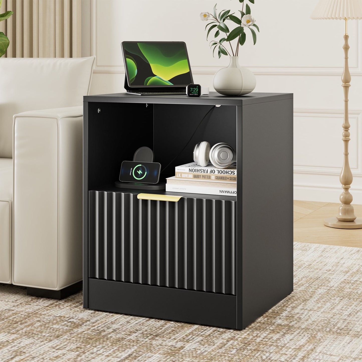 YouTrend Nightstand Set of 2 with 2 Drawers for Bedroom, Small End Table for Adults, Wooden Storage Cabinet for Living Room