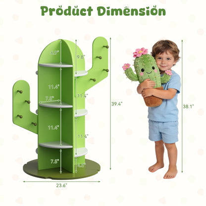 ASTUVIA Kids Bookshelf, Small Corner Bookshelf for Kids Room, 3 Tier Floor Standing Bookcase Storage Rack, Cactus Appearance Bookcase Organizer for Bedroom, Living Room
