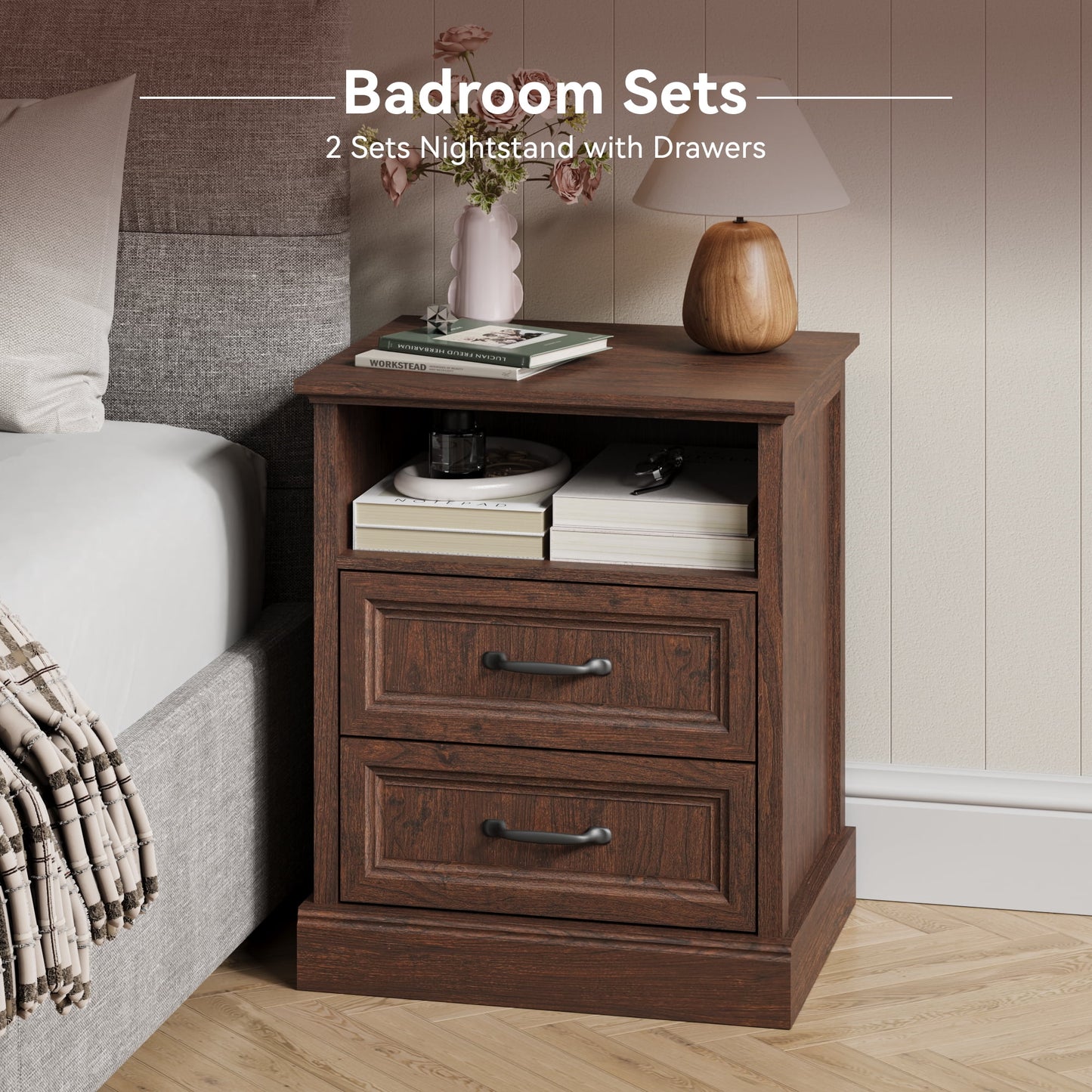 YouTrend 7 Drawer Dresser and Nightstand Sets for Bedroom,3 Piece Bedroom Dresser Set,Fluted Dressers and Nightstands, Modern Bedroom Set