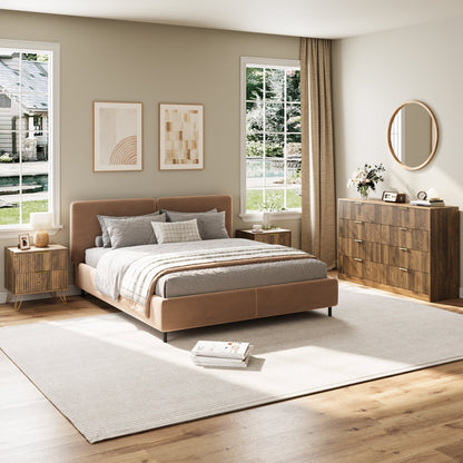 YouTrend 7 Drawer Dresser and Nightstand Sets for Bedroom,3 Piece Bedroom Dresser Set,Fluted Dressers and Nightstands, Modern Bedroom Set