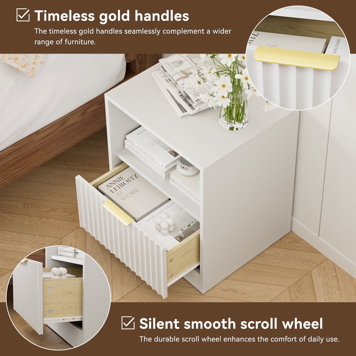 YouTrend Nightstand Set of 2 with 2 Drawers for Bedroom, Small End Table for Adults, Wooden Storage Cabinet for Living Room