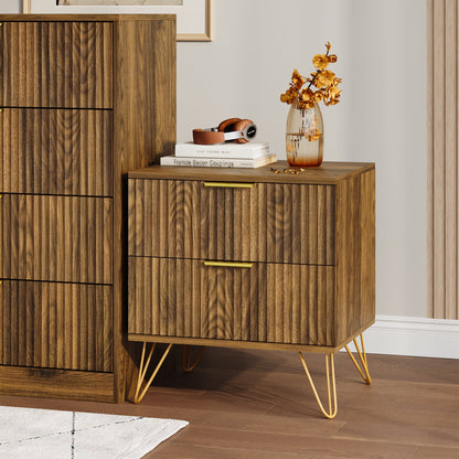 YouTrend 7 Drawer Dresser and Nightstand Sets for Bedroom,3 Piece Bedroom Dresser Set,Fluted Dressers and Nightstands, Modern Bedroom Set