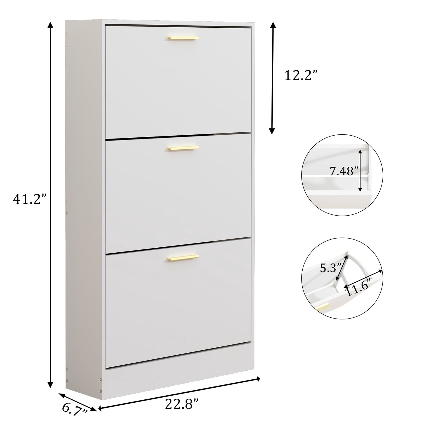 ASTUVIA Shoe Cabinet with 3 Flip Drawers,Narrow Hidden Shoe Storage for Entryway,Modern Freestanding Shoe Organizer Rack Holds 6-15 Pairs