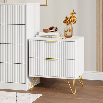 YouTrend 7 Drawer Dresser and Nightstand Sets for Bedroom,3 Piece Bedroom Dresser Set,Fluted Dressers and Nightstands, Modern Bedroom Set