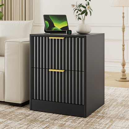 YouTrend Nightstand Set of 2 with 2 Drawers for Bedroom, Small End Table for Adults, Wooden Storage Cabinet for Living Room