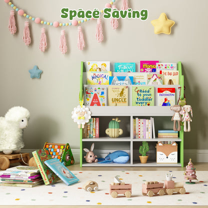 ASTUVIA 3 Tier Kids Bookshelf with Storage,Toy Storage Organizer with Cactus Appearance, Kids Bookcase and Bookshelf with 4 Storage, Green