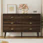 Mid-Century 6 Drawer Dresser with Shell-shape Handles,Wood Storage Cabinet for Living Room,Bedroom